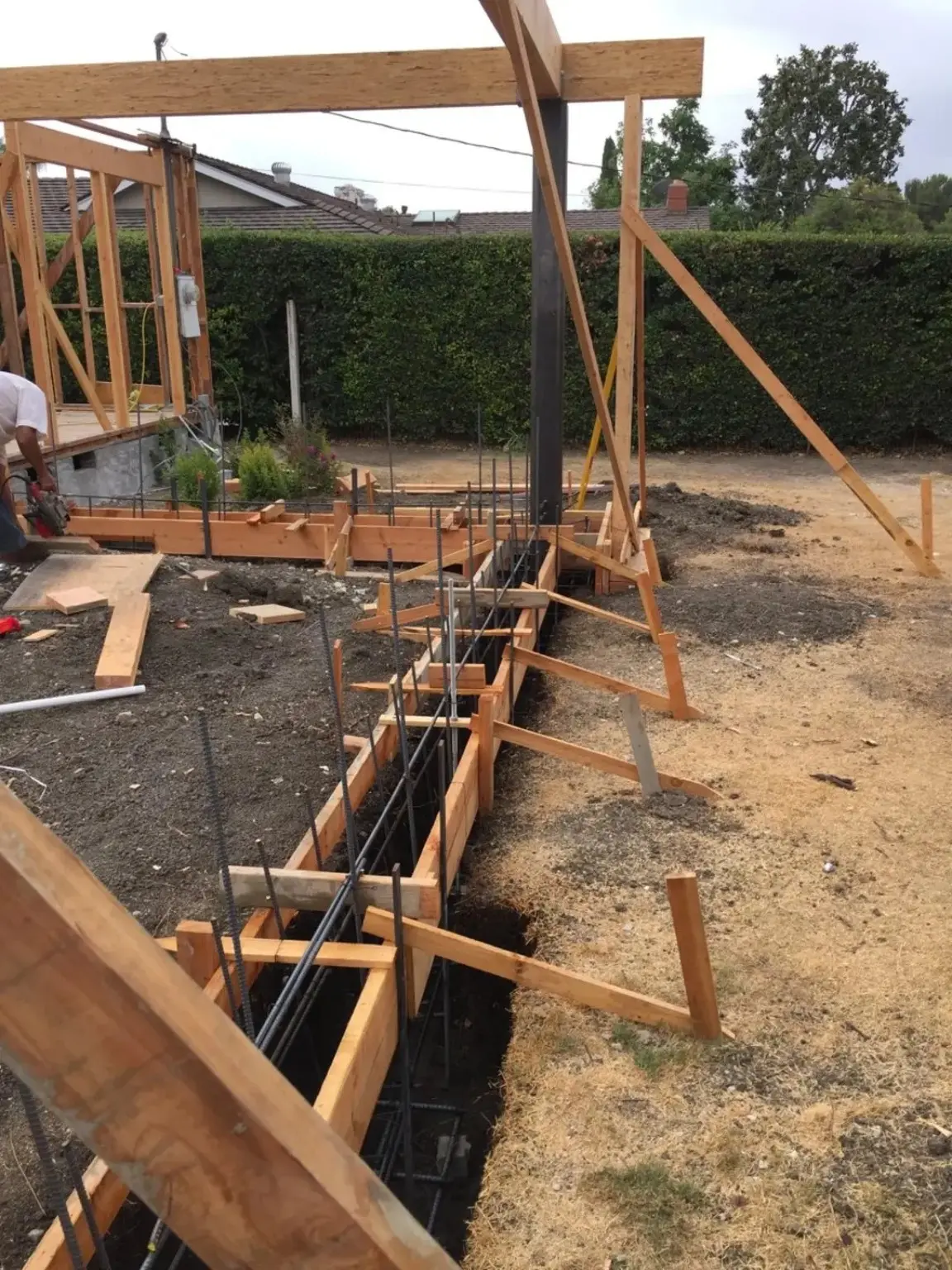 Foundation formwork and steel reinforcement during JBI construction